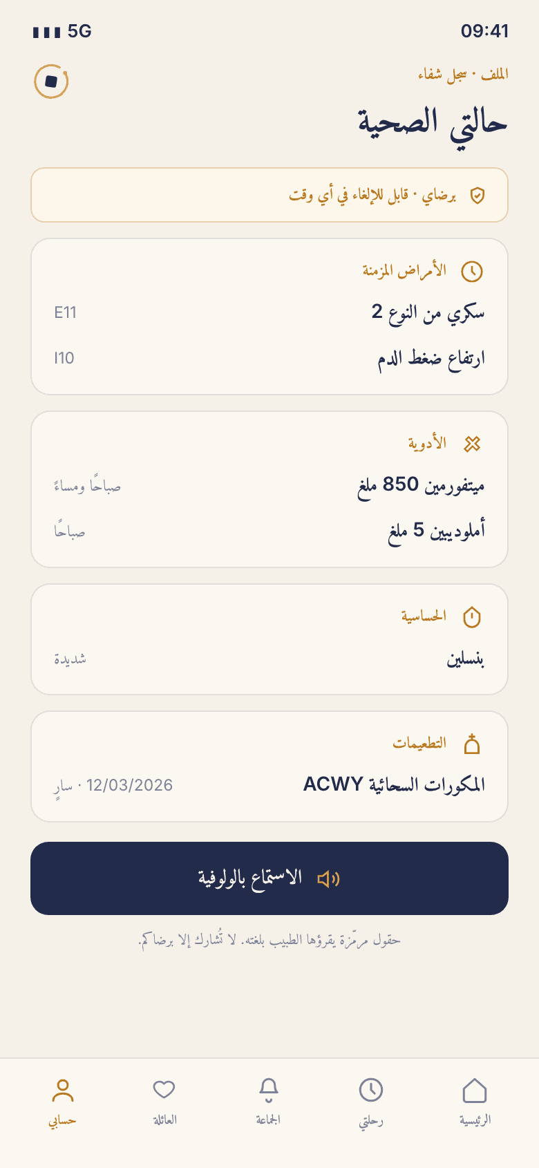 حالتي الصحية، بموافقتي