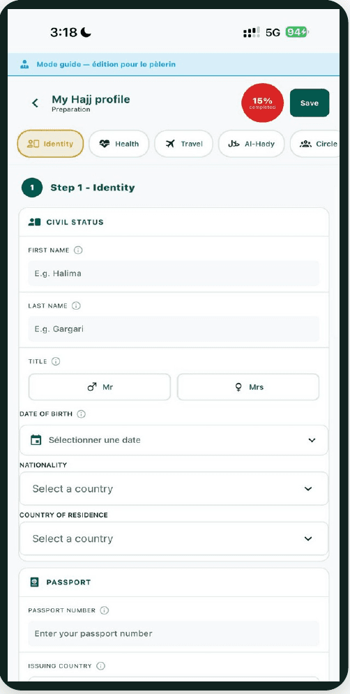Tahap 1 · Identitas & paspor